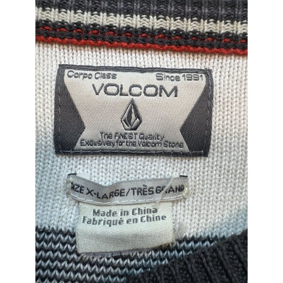 Volcom Mens Corpo Class V Neck Pullover Sweater Long Sleeve Size XL Multi Stripe - Picture 3 of 10